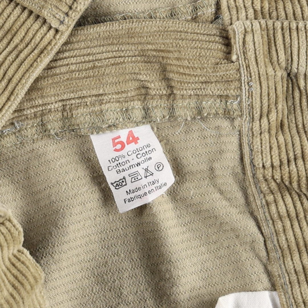 GREEN LEAVES Corduroy Pants, Made in Italy, Men's Size W36 (approx.) cotton Beige type Vintage Second Hand