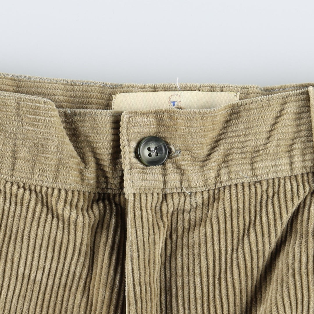GREEN LEAVES Corduroy Pants, Made in Italy, Men's Size W36 (approx.) cotton Beige type Vintage Second Hand
