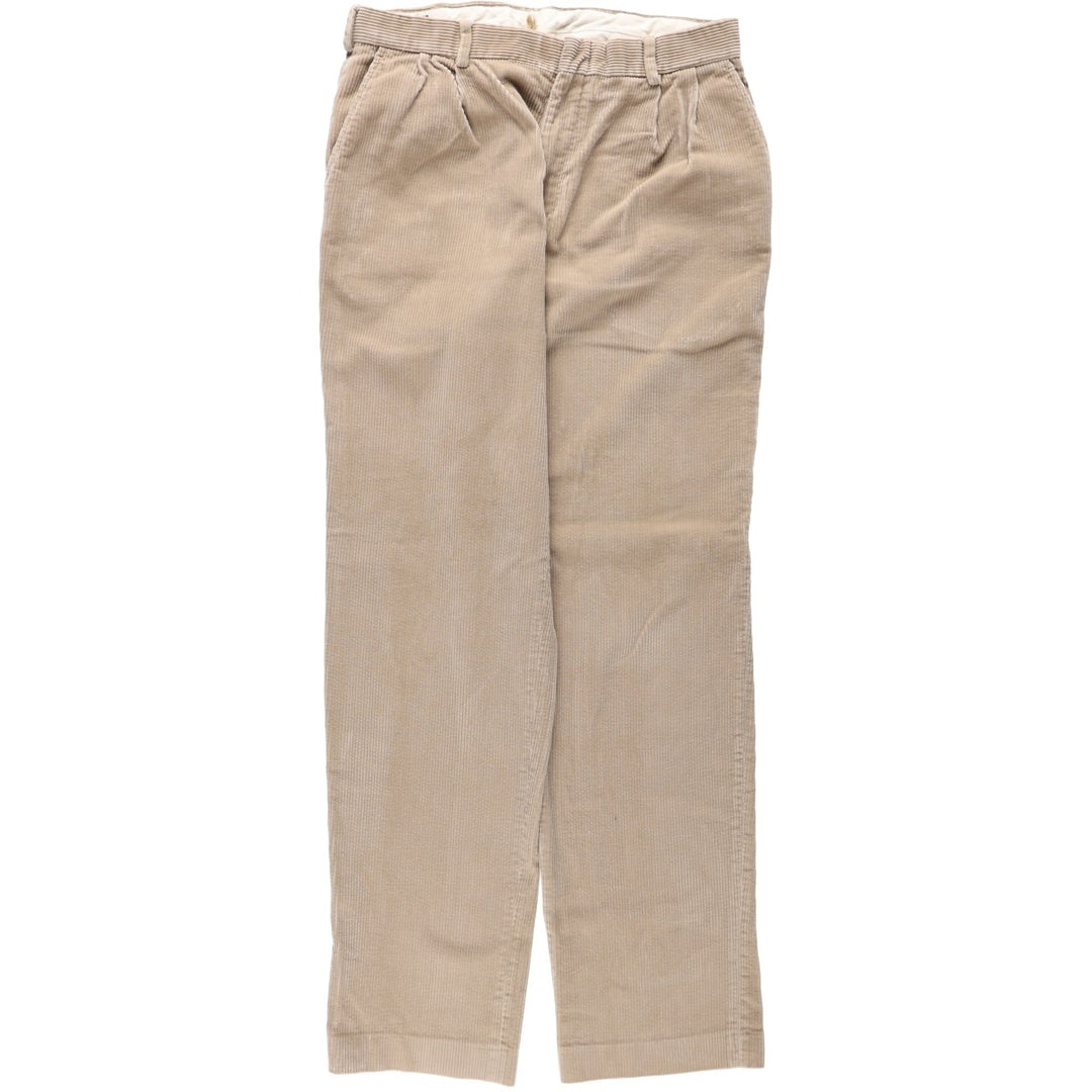 Lands' End corduroy pants with two pleats, men's size W34 (approx.) cotton Beige type Vintage Second Hand