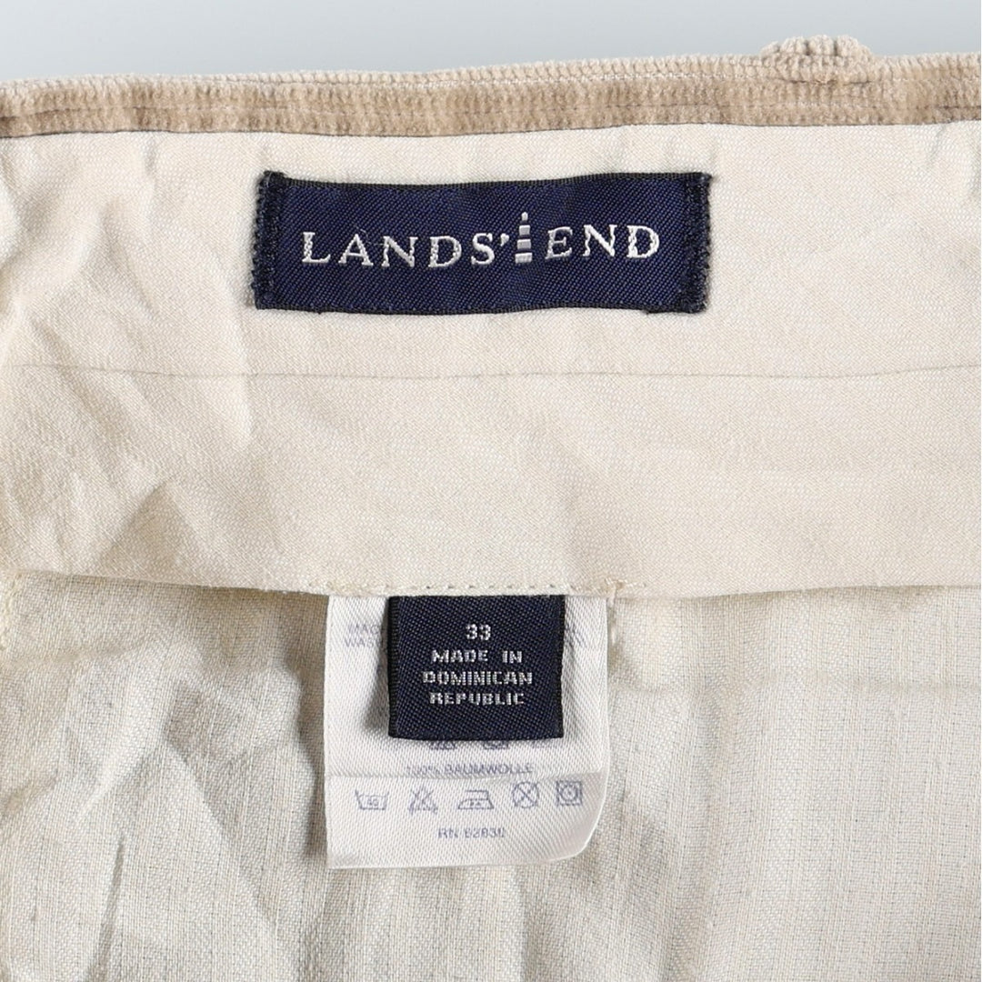 Lands' End corduroy pants with two pleats, men's size W34 (approx.) cotton Beige type Vintage Second Hand