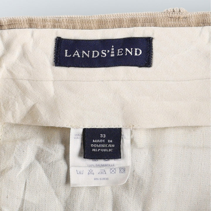 Lands' End corduroy pants with two pleats, men's size W34 (approx.) cotton Beige type Vintage Second Hand