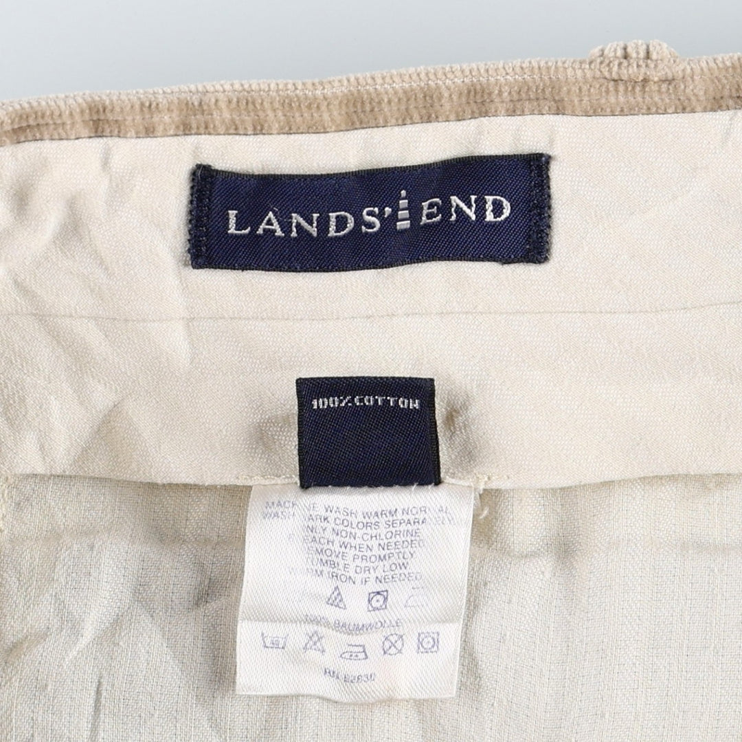 Lands' End corduroy pants with two pleats, men's size W34 (approx.) cotton Beige type Vintage Second Hand