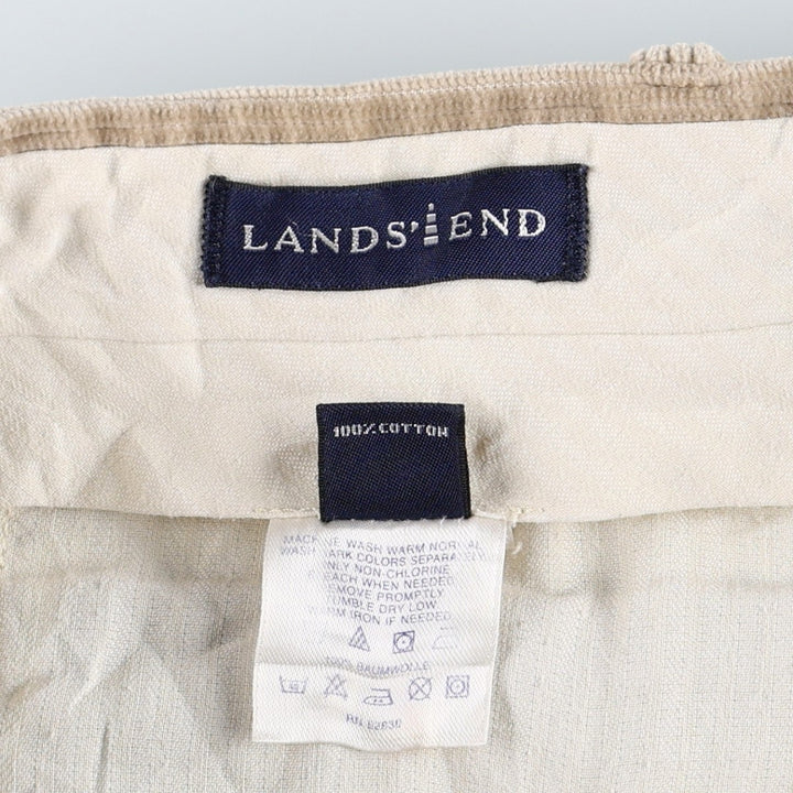 Lands' End corduroy pants with two pleats, men's size W34 (approx.) cotton Beige type Vintage Second Hand