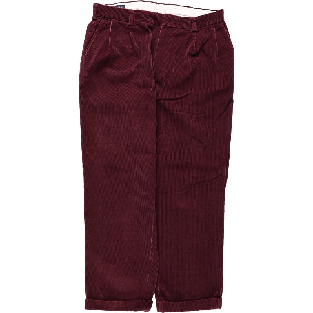 Lands' End corduroy pants with two pleats, men's size W35 (approx.) cotton wine-red Vintage Second Hand
