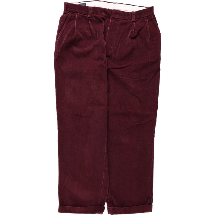 Lands' End corduroy pants with two pleats, men's size W35 (approx.) cotton wine-red Vintage Second Hand