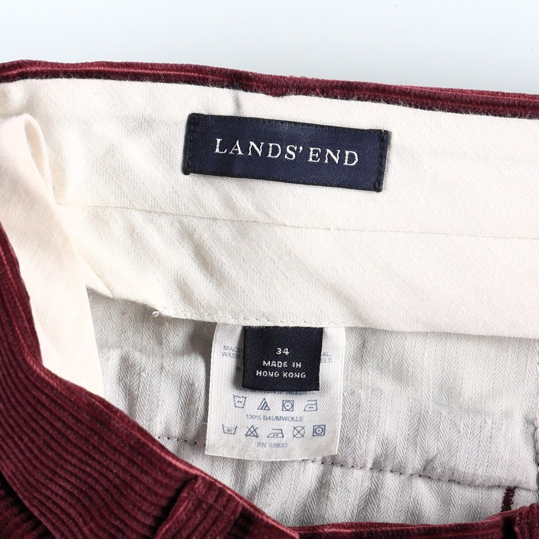 Lands' End corduroy pants with two pleats, men's size W35 (approx.) cotton wine-red Vintage Second Hand