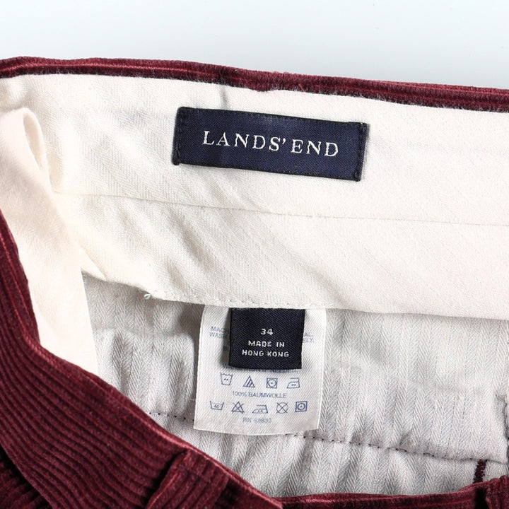 Lands' End corduroy pants with two pleats, men's size W35 (approx.) cotton wine-red Vintage Second Hand