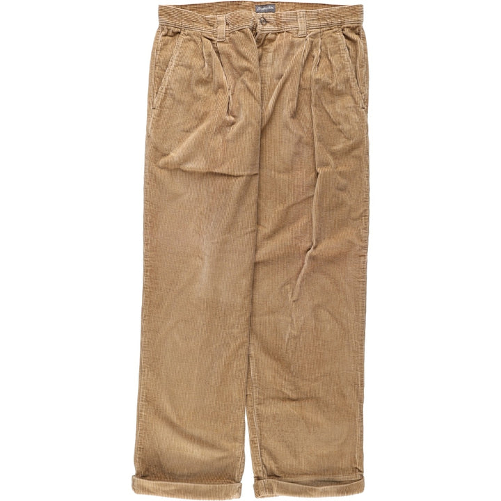 St. John's Bay Two-Pleat Corduroy Pants, Men's Size W35 (approx.) cotton Khaki type beige Vintage Second Hand