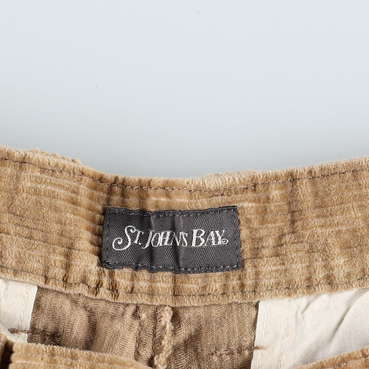St. John's Bay Two-Pleat Corduroy Pants, Men's Size W35 (approx.) cotton Khaki type beige Vintage Second Hand