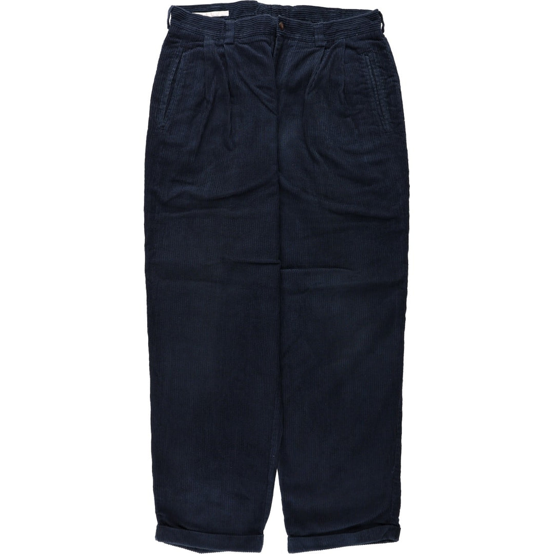 Perry Ellis corduroy pants with two pleats, men's size W34 (approx.) cotton black type Vintage Second Hand