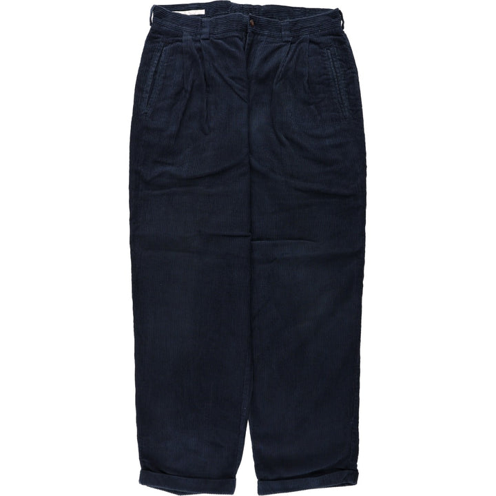 Perry Ellis corduroy pants with two pleats, men's size W34 (approx.) cotton black type Vintage Second Hand
