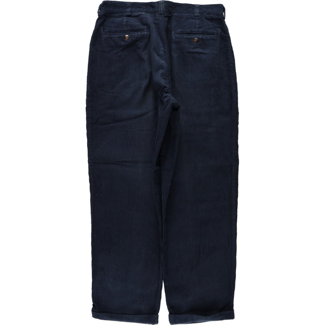 Perry Ellis corduroy pants with two pleats, men's size W34 (approx.) cotton black type Vintage Second Hand