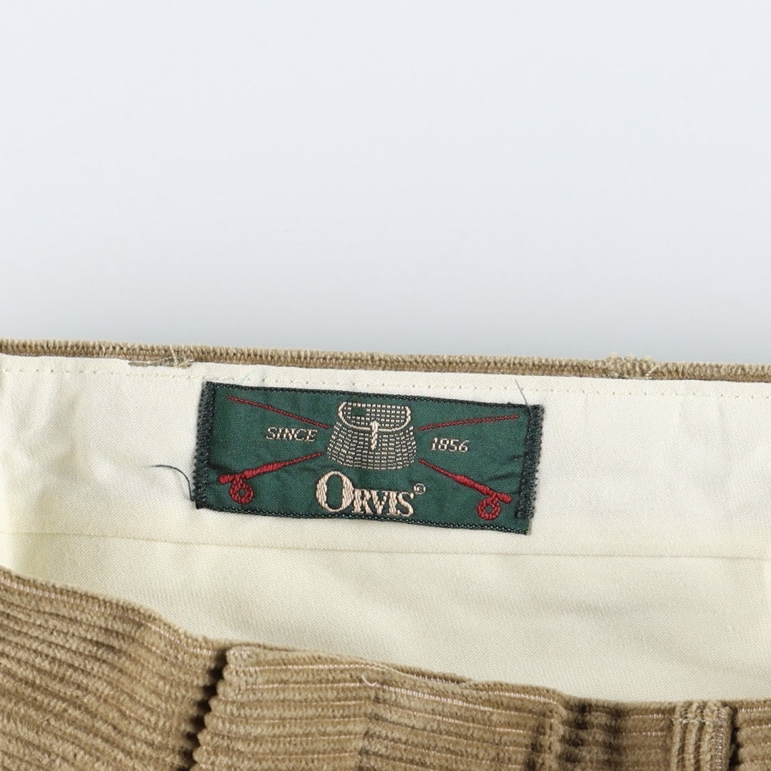 90'S Orvis corduroy pants, made in the USA, men's, size W34, vintage cotton beige type brown Vintage Second Hand