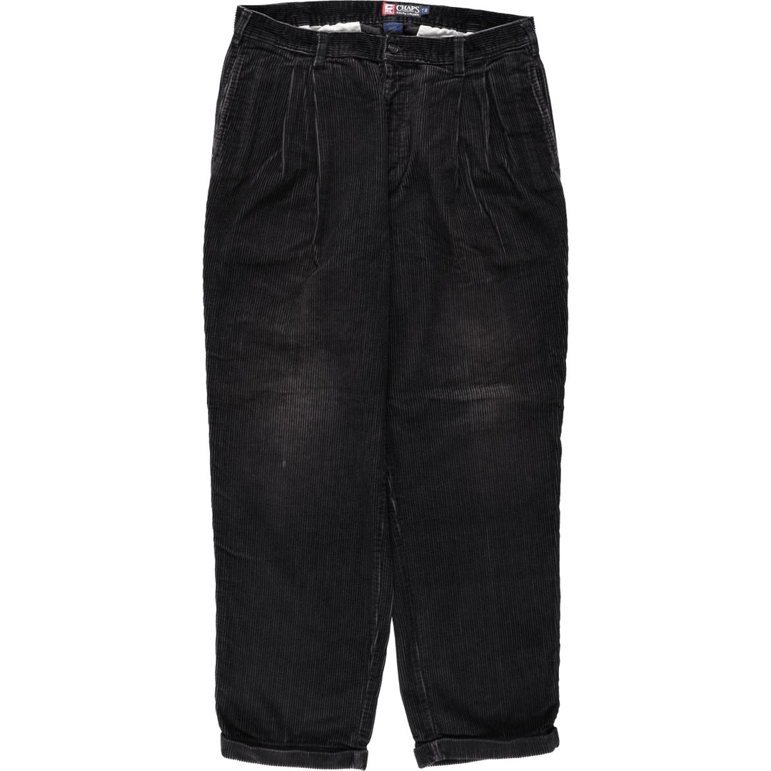 Ralph Lauren Chaps Two-pleat Corduroy Pants Men's Size 34 cotton black type Vintage Second Hand