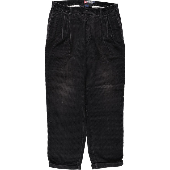 Ralph Lauren Chaps Two-pleat Corduroy Pants Men's Size 34 cotton black type Vintage Second Hand
