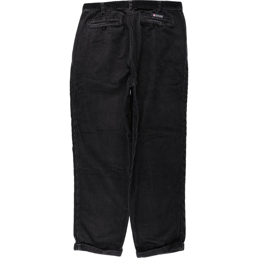 Ralph Lauren Chaps Two-pleat Corduroy Pants Men's Size 34 cotton black type Vintage Second Hand