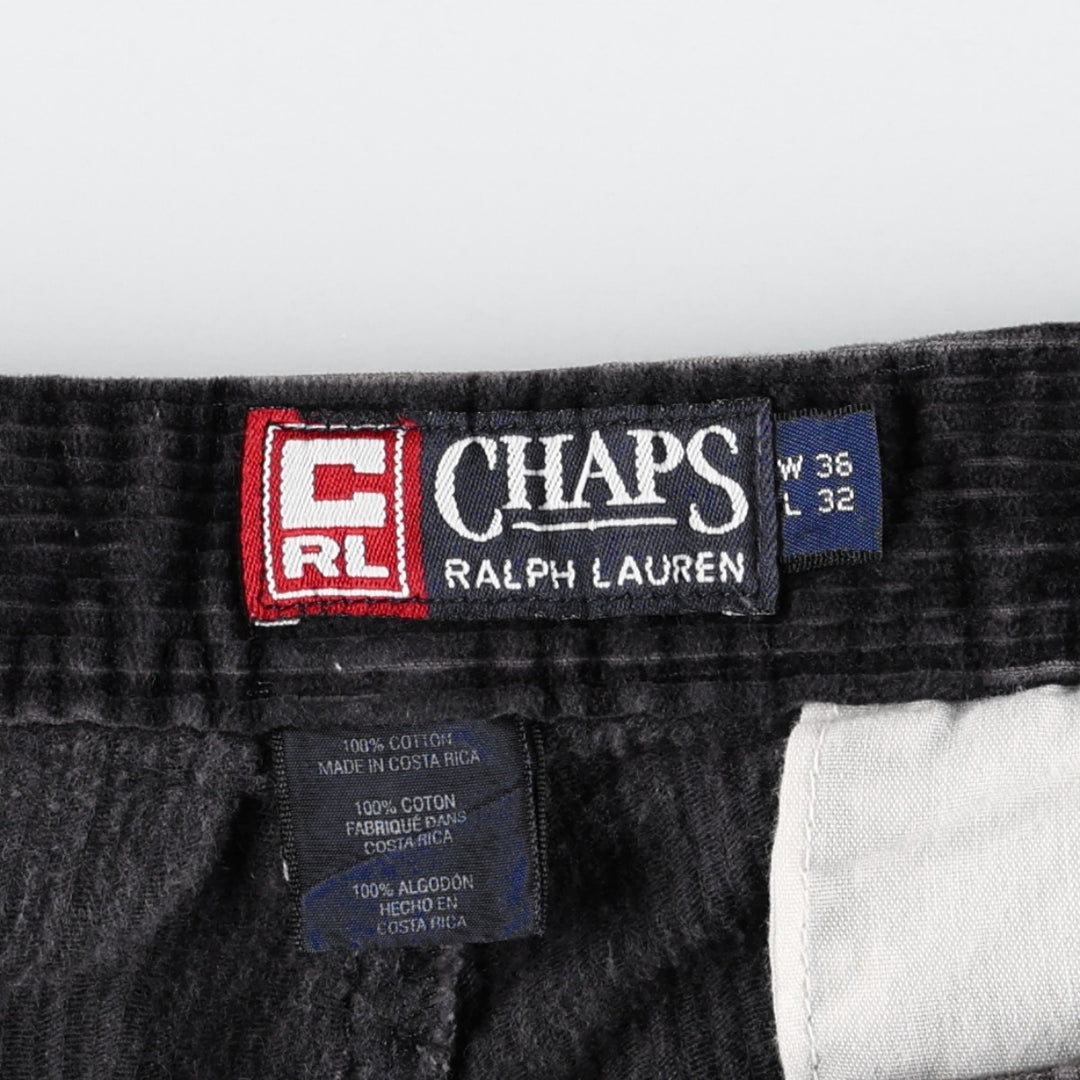 Ralph Lauren Chaps Two-pleat Corduroy Pants Men's Size 34 cotton black type Vintage Second Hand