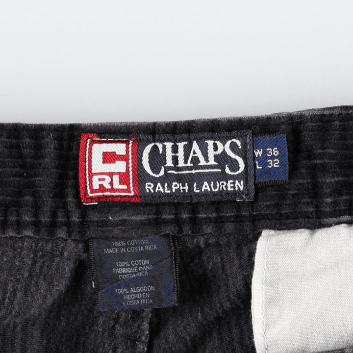 Ralph Lauren Chaps Two-pleat Corduroy Pants Men's Size 34 cotton black type Vintage Second Hand