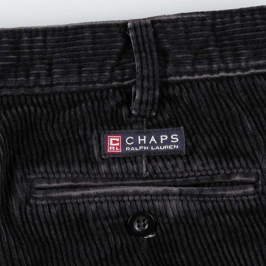 Ralph Lauren Chaps Two-pleat Corduroy Pants Men's Size 34 cotton black type Vintage Second Hand