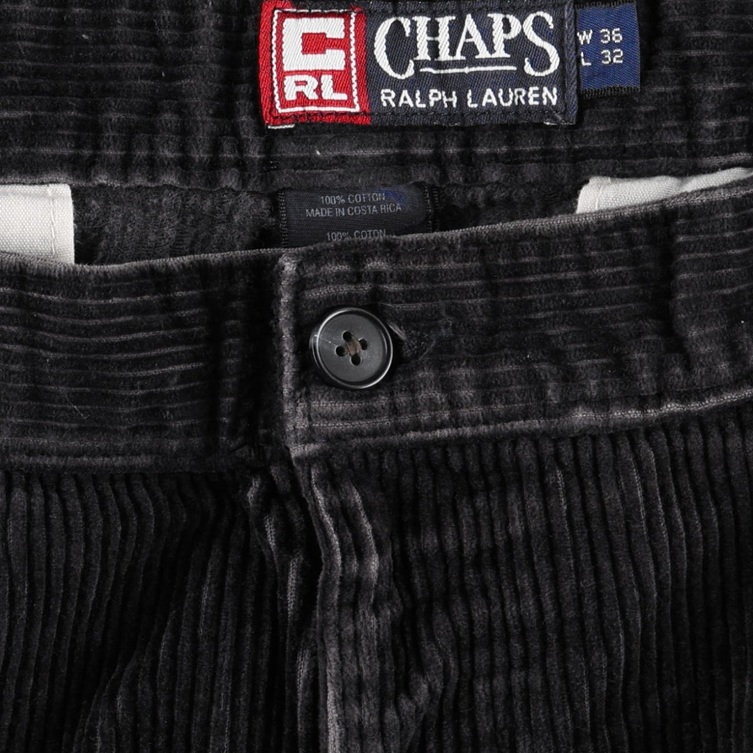 Ralph Lauren Chaps Two-pleat Corduroy Pants Men's Size 34 cotton black type Vintage Second Hand