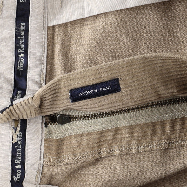 Ralph Lauren Polo Ralph Lauren ANDREW PANT Two-pleat corduroy pants, men's size W35 (approx.) cotton Beige type Vintage Second Hand