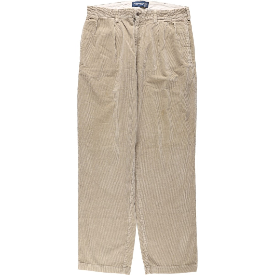 Ralph Lauren POLO GOLF Two-pleat Corduroy Pants, Men's, Size W34 cotton Beige type Vintage Second Hand