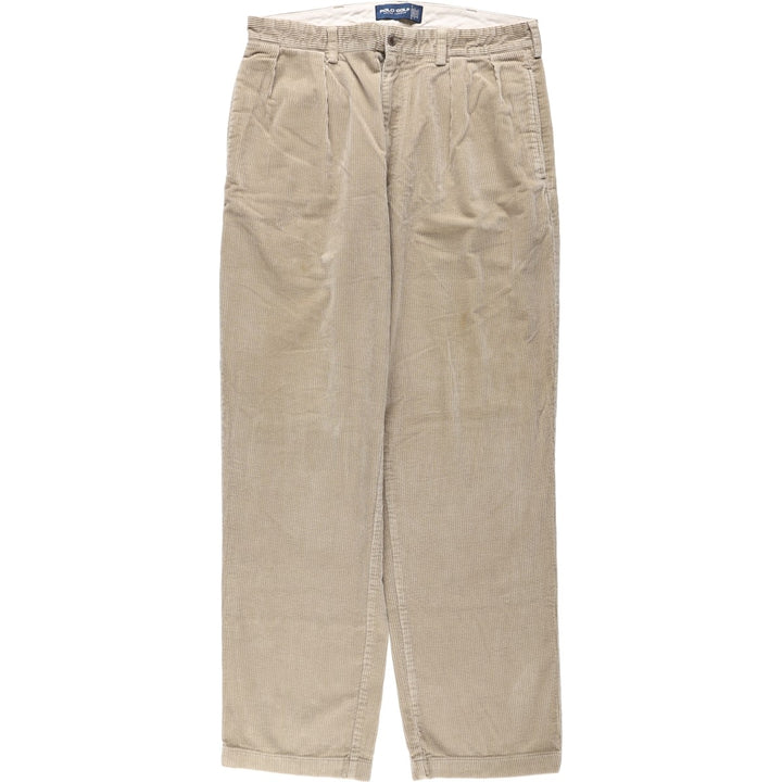 Ralph Lauren POLO GOLF Two-pleat Corduroy Pants, Men's, Size W34 cotton Beige type Vintage Second Hand