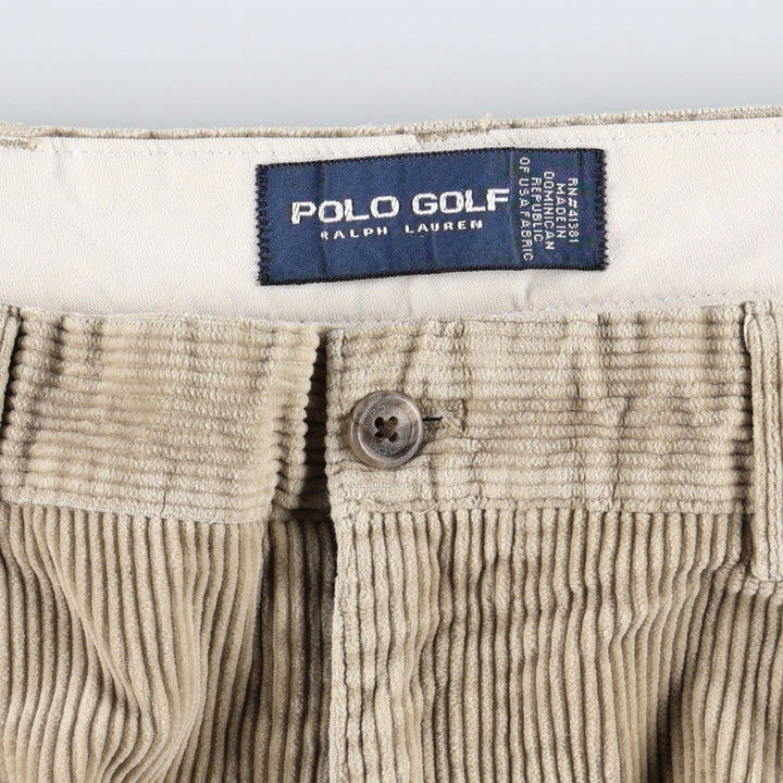 Ralph Lauren POLO GOLF Two-pleat Corduroy Pants, Men's, Size W34 cotton Beige type Vintage Second Hand