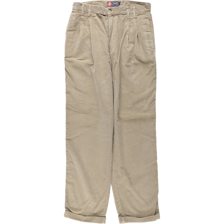 Ralph Lauren Chaps Two-pleat Corduroy Pants Men's Size W33 cotton Beige type Vintage Second Hand