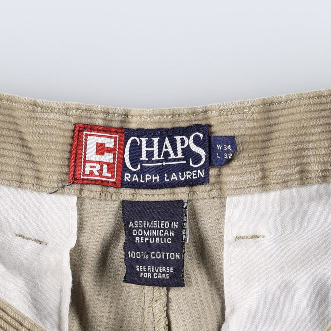 Ralph Lauren Chaps Two-pleat Corduroy Pants Men's Size W33 cotton Beige type Vintage Second Hand