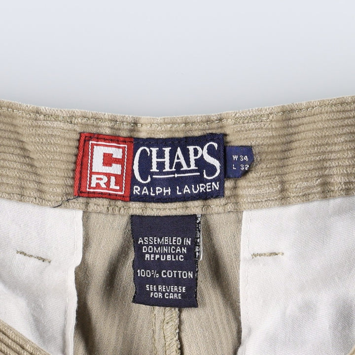 Ralph Lauren Chaps Two-pleat Corduroy Pants Men's Size W33 cotton Beige type Vintage Second Hand