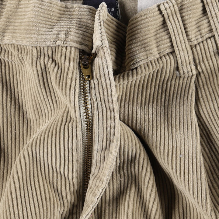 Ralph Lauren Chaps Two-pleat Corduroy Pants Men's Size W33 cotton Beige type Vintage Second Hand