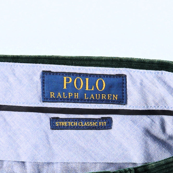Ralph Lauren POLO RALPH LAUREN STRETCH CLASSIC FIT Corduroy Pants Men's Size 34 cotton Green type dark green Vintage Second Hand