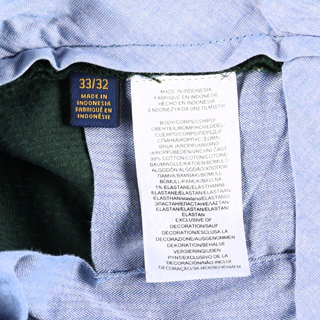 Ralph Lauren POLO RALPH LAUREN STRETCH CLASSIC FIT Corduroy Pants Men's Size 34 cotton Green type dark green Vintage Second Hand