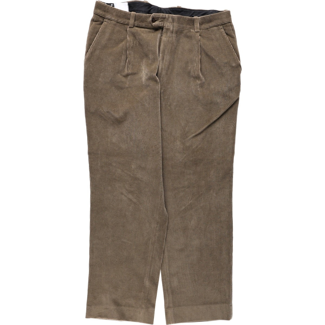 GALA Two-Pleat Corduroy Pants, Men's Size W37 (approx.) cotton brown type Vintage Second Hand