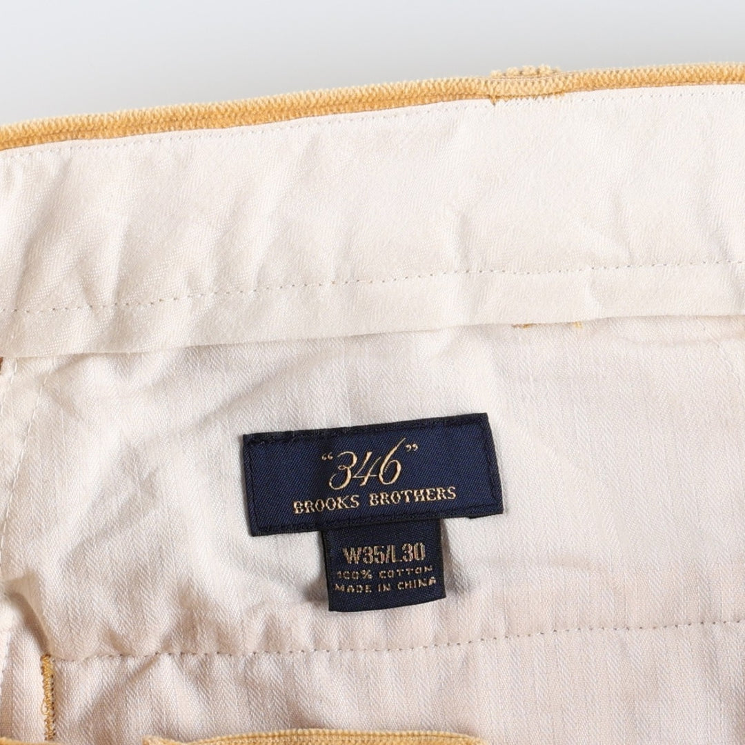 Brooks Brothers 346 Corduroy Pants, Men's W35 (approx.) cotton yellow type Vintage Second Hand