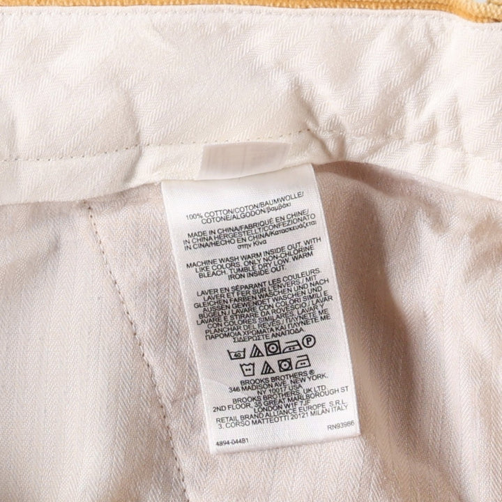 Brooks Brothers 346 Corduroy Pants, Men's W35 (approx.) cotton yellow type Vintage Second Hand