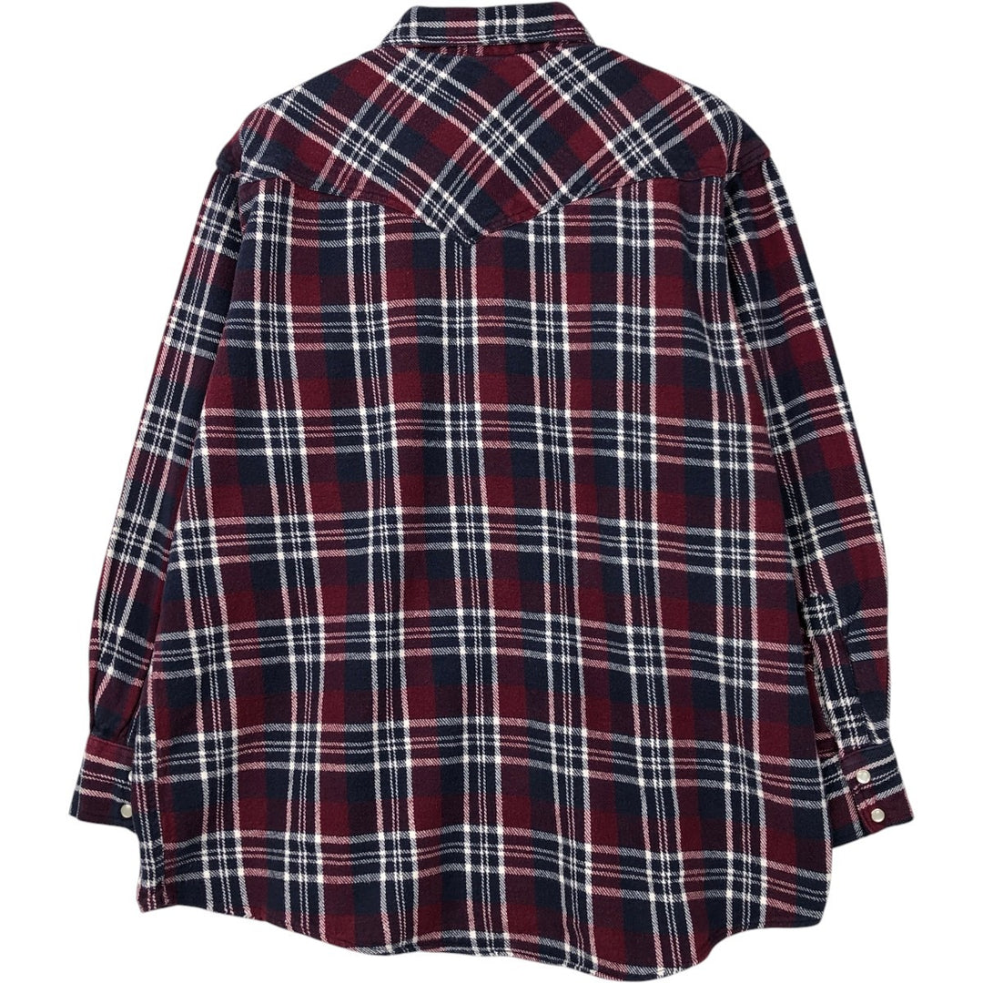 WINTER RUN Long-Sleeve Flannel Check Shirt, Men's Size L (approx.) unclear red type Vintage Second Hand