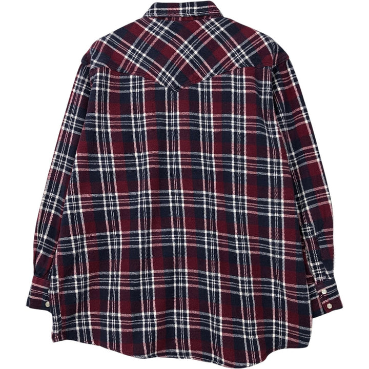 WINTER RUN Long-Sleeve Flannel Check Shirt, Men's Size L (approx.) unclear red type Vintage Second Hand
