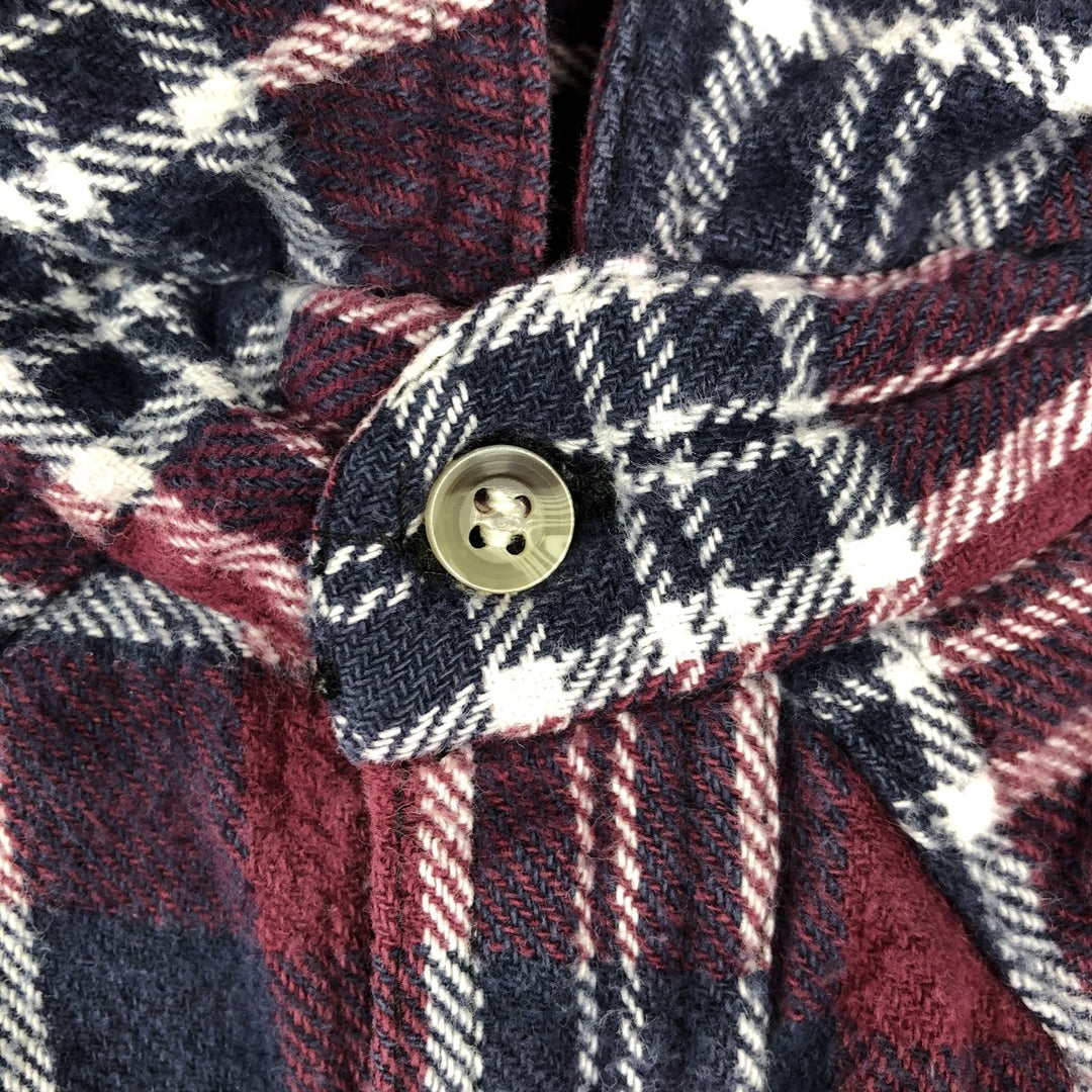 WINTER RUN Long-Sleeve Flannel Check Shirt, Men's Size L (approx.) unclear red type Vintage Second Hand