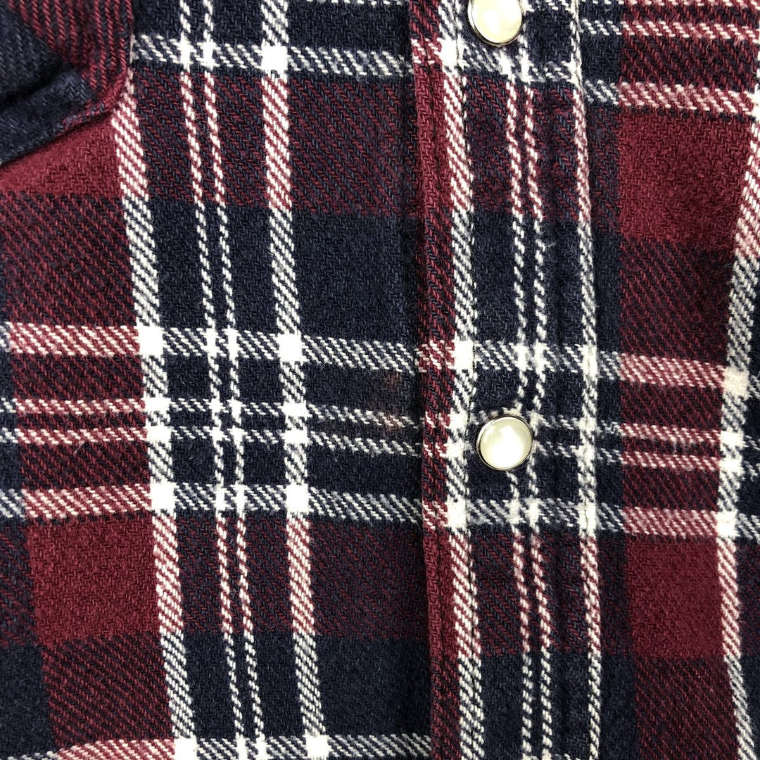 WINTER RUN Long-Sleeve Flannel Check Shirt, Men's Size L (approx.) unclear red type Vintage Second Hand