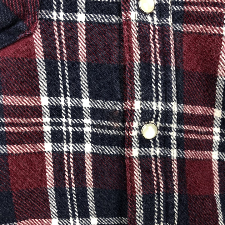 WINTER RUN Long-Sleeve Flannel Check Shirt, Men's Size L (approx.) unclear red type Vintage Second Hand