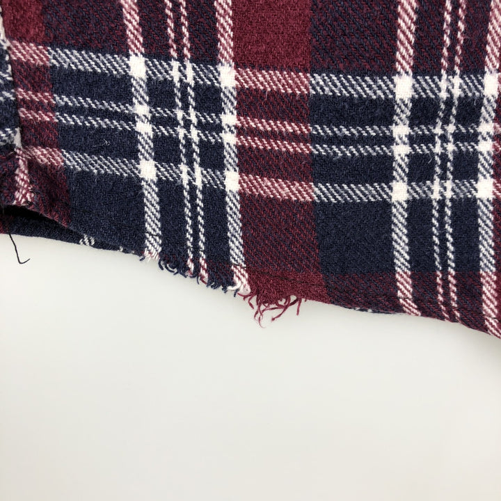 WINTER RUN Long-Sleeve Flannel Check Shirt, Men's Size L (approx.) unclear red type Vintage Second Hand