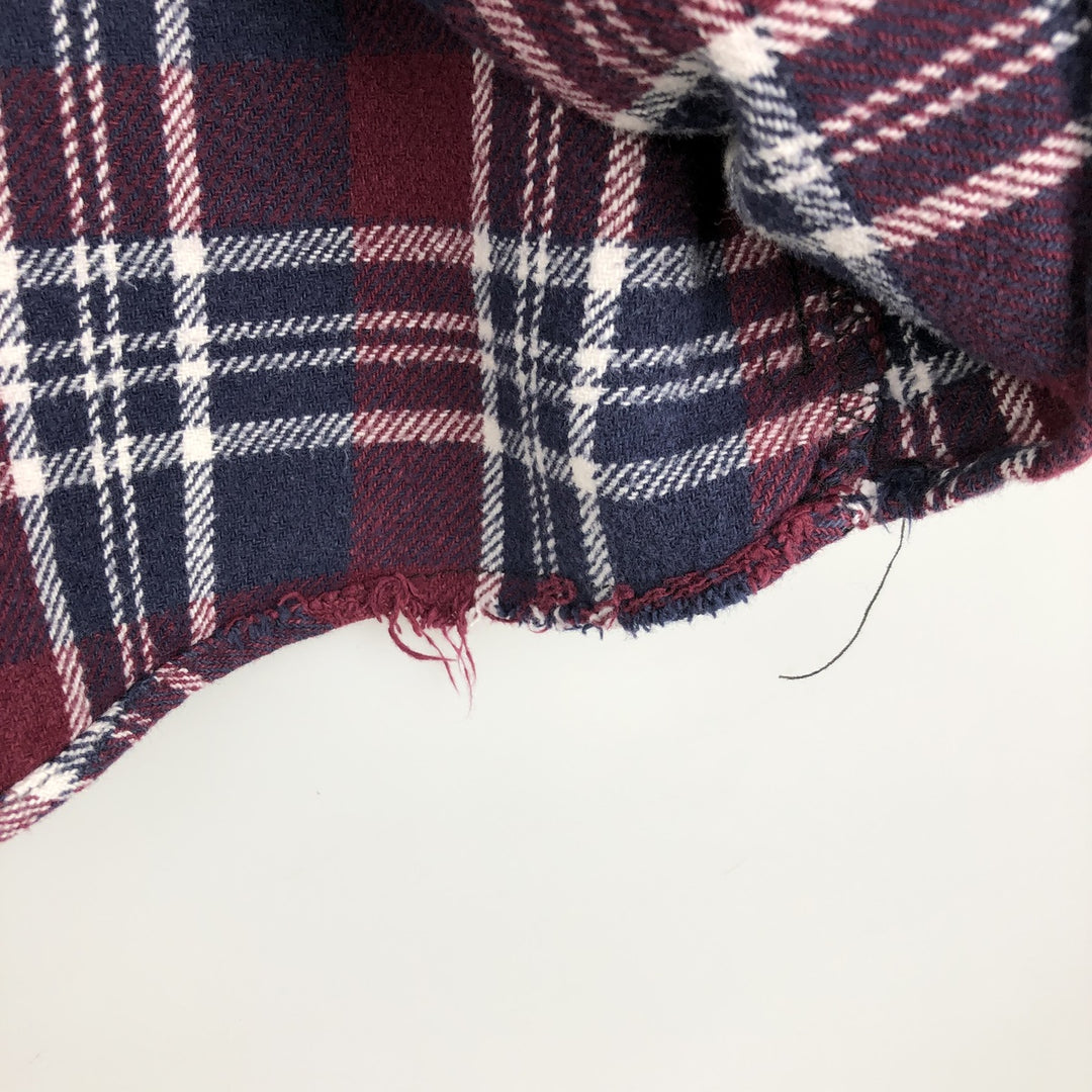 WINTER RUN Long-Sleeve Flannel Check Shirt, Men's Size L (approx.) unclear red type Vintage Second Hand
