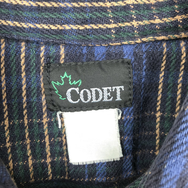 CODET Long-Sleeve Flannel Check Shirt, Men's XL (approx.), Vintage unclear blue type Vintage Second Hand
