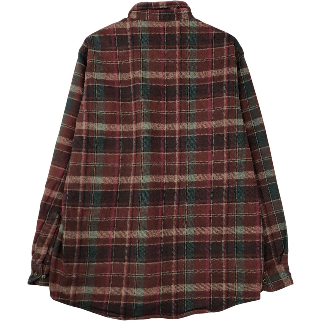 FIELD&STREAM Long-Sleeve Heavy Flannel Check Shirt, Men's Size L (approx.) cotton red type Vintage Second Hand
