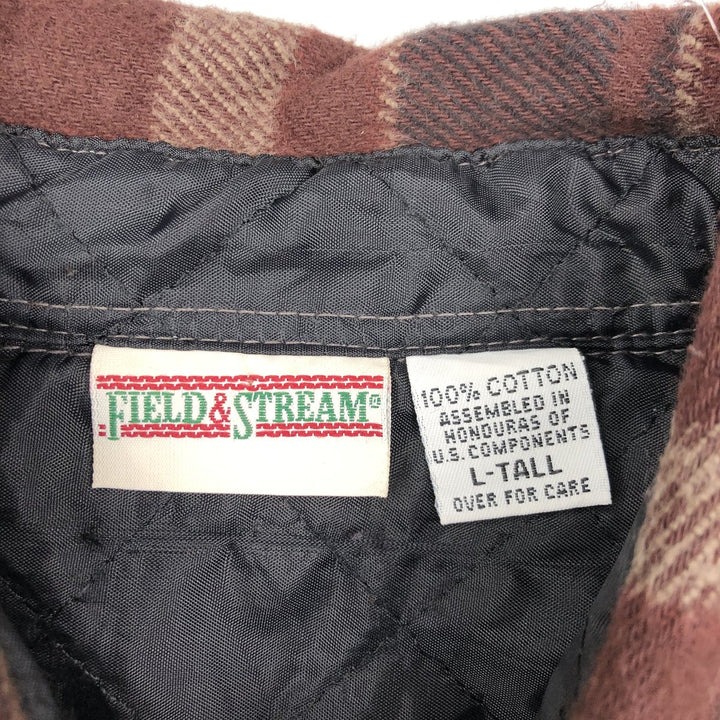 FIELD&STREAM Long-Sleeve Heavy Flannel Check Shirt, Men's Size L (approx.) cotton red type Vintage Second Hand