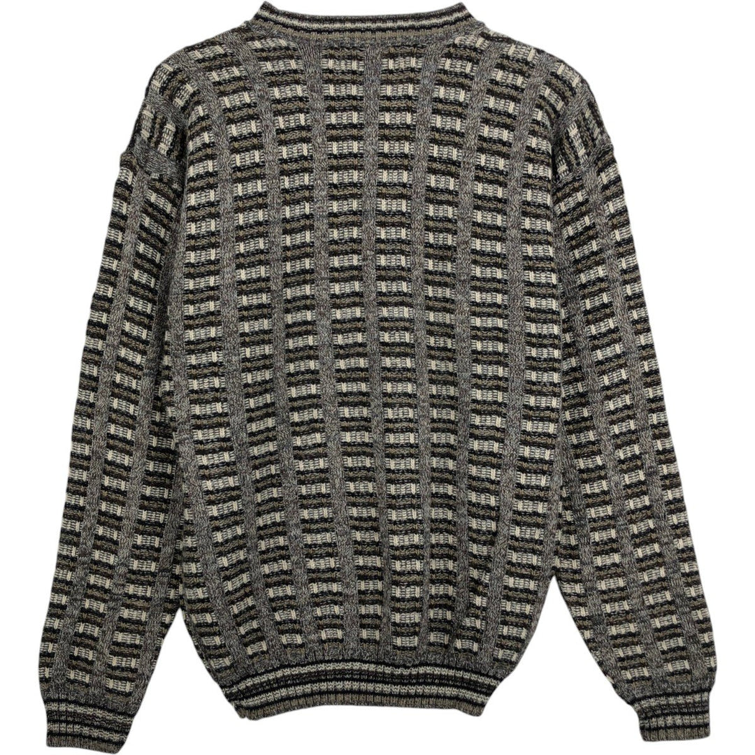 90'S DAVID TAYLOR Check Pattern Acrylic Knit Sweater, Made in USA, Men's Size M (Equivalent), Vintage acrylic walnut Vintage Second Hand