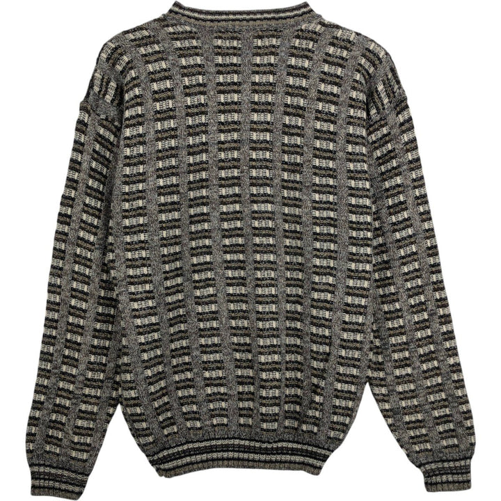 90'S DAVID TAYLOR Check Pattern Acrylic Knit Sweater, Made in USA, Men's Size M (Equivalent), Vintage acrylic walnut Vintage Second Hand