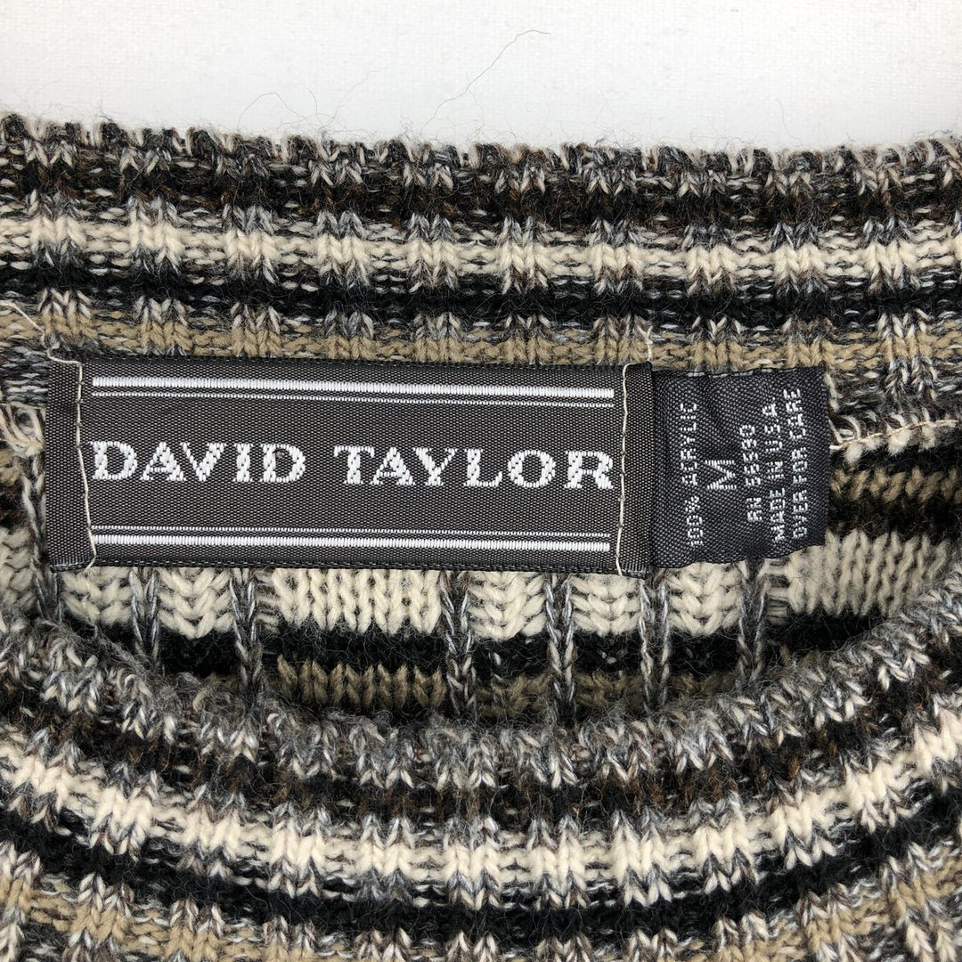 90'S DAVID TAYLOR Check Pattern Acrylic Knit Sweater, Made in USA, Men's Size M (Equivalent), Vintage acrylic walnut Vintage Second Hand